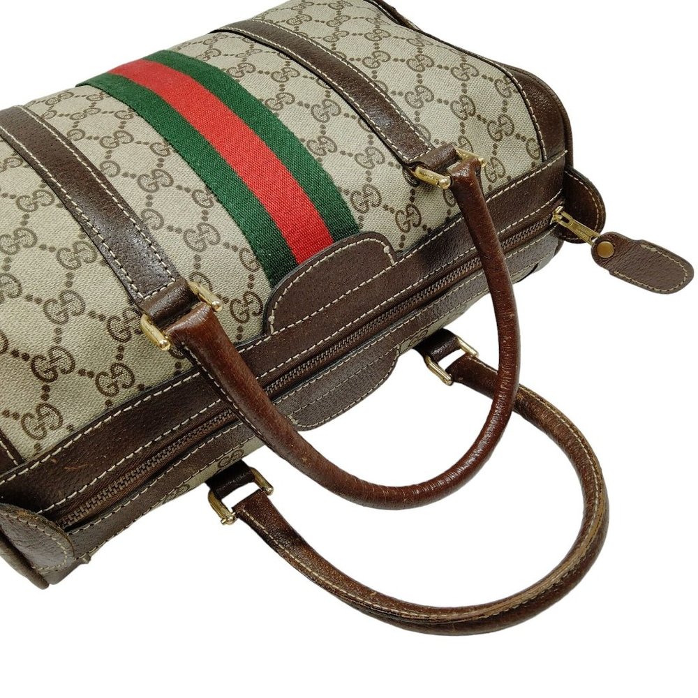 565315G V Gucci Satchel Bag Sherry Line Brown PVC - Picture 3 of 9